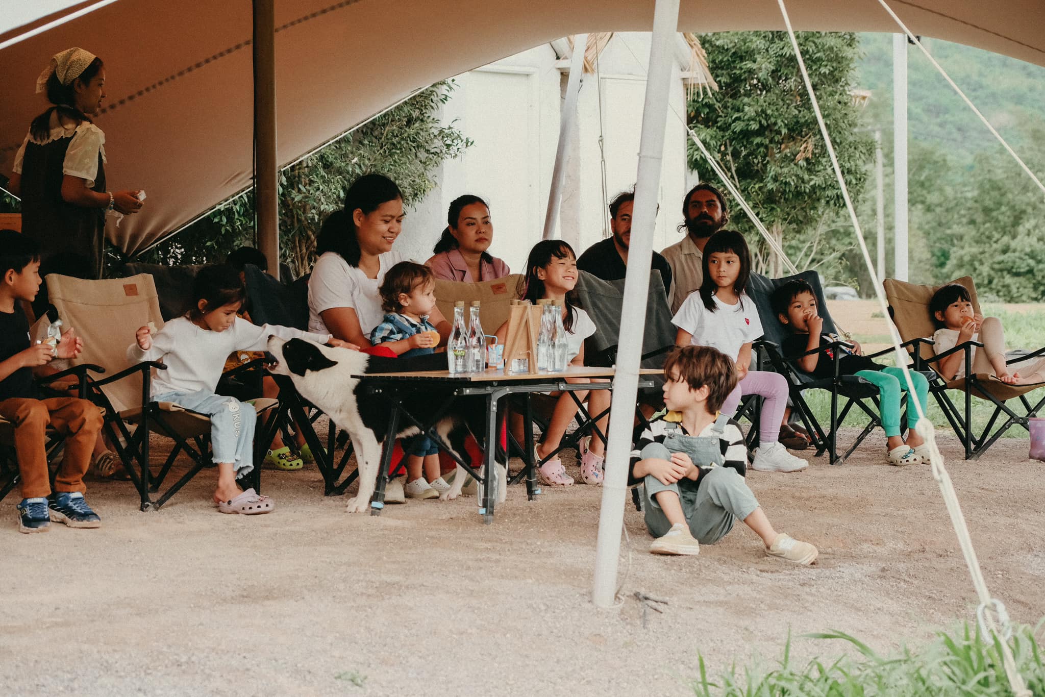 A group of kids performing a play about nature at Firefly Forest School’s curriculum in Bangkok.