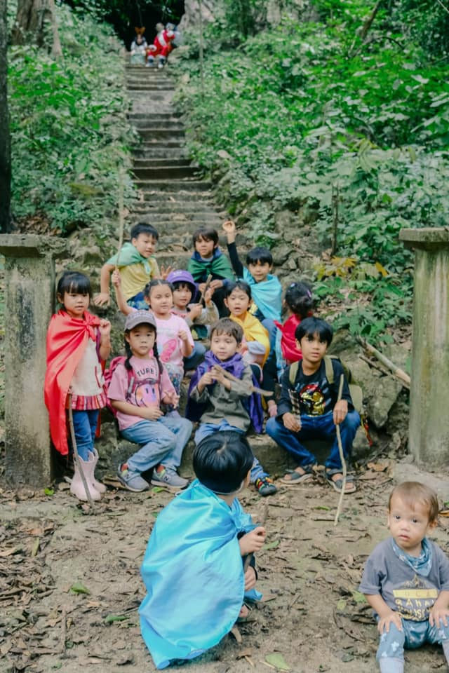 Homeschool children playing together during a playgroup at Firefly Forest School in Bangkok.